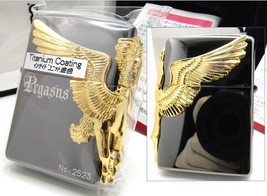 Pegasus Black 3 Sides Gold Metal Titanium Coating Limited ZIPPO 2014 MIB Rare - £151.87 GBP