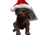 Kurt Adler OrnamentChocolate Lab Puppy in Red Knit Santa Hat Hand painte... - $14.37