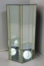 *R) Hexagon Glass Mirrored Memorabilia Figurine Doll Display Case 18" Tall - $98.99