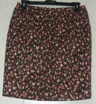 Nwt Womens Merona &quot;Stretch&quot; Lined Brown &amp; Pinik Leopard Print Skirt Size 10 - £19.85 GBP