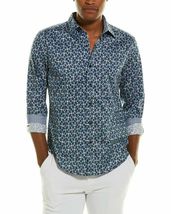  Robert Graham Hebron Tailored-Fit Abstract-Print Shirt - Blue, Size 2XL - £90.49 GBP