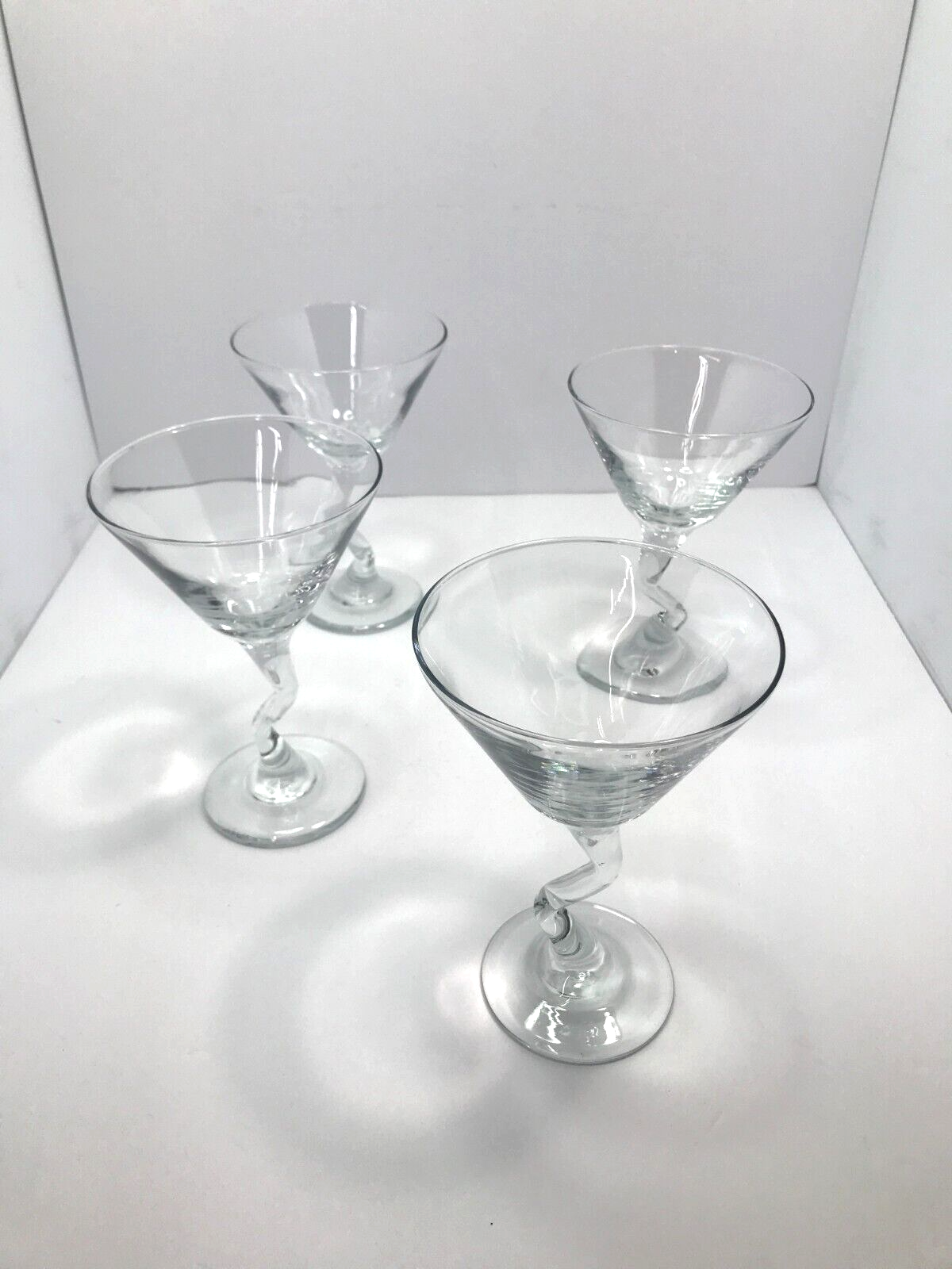 Vintage Art Deco Libbey Zig Zag Bent Z Stem Clear Glass Martini Glasses Set of 4 - $24.74