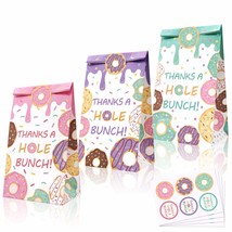 24 Pcs Donut Candy Bags Sprinkles Goodie Bags Thanks A Hole Bunch Stickers Sweet - £25.72 GBP