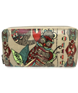 Sakroots Zip Around Women&#39;s Wallet Coated Canvas Grey with Owl - $18.99
