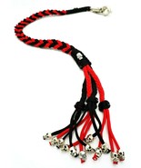 Paracord Motorcycle Biker Whip Get Back whip Metal Skulls 36&quot; POWDER RED... - $40.73 CAD