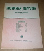 Roumanian Rhaposody Songbook Vintage 1942 Georges Enesco Century Music Pub. - £19.92 GBP