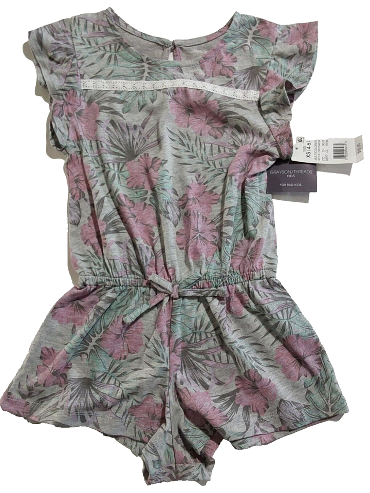 Grayson/Threads Kids Girl's Multicolored Cotton Blend Romper ~ Sz XS (4-5) ~ NWT