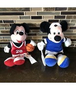 Lot Of 2 MICKEY MOUSE TENNIS PLAYER &amp; Basketball 9&quot; PLUSH BEAN BAG TOY - £17.19 GBP