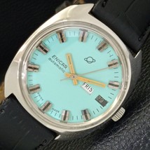 MENS ENICAR AUTOMATIC 167 SWISS DAY&amp;DATE TURQUOISE BLUE DIAL WATCH a4321... - £99.81 GBP