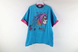 Vintage 90s Mens XL Distressed New Orleans Mardi Gras Roll Cuff T-Shirt Blue USA - £33.26 GBP