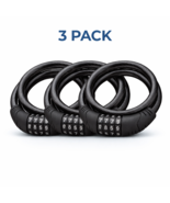 3 Pack 4FT Bike Lock Cable 10mm Steel Combination Bicycle Security Black - $21.73