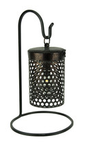 Black Metal Cage Hanging LED Accent Light with Stand - £17.68 GBP