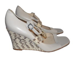 Cole Haan PYTHON ANIMAL Leather Snake Nude Ankle Platform Wedge Heels 10... - $39.99