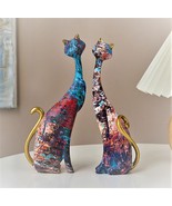 Contemporary Cat Statues - Modern Home Decor - Set of 2 Cat Sculptures -... - £27.40 GBP