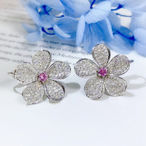 Earrings Temperament Flower Earrings  Creative Pink Flower Earrings - £7.98 GBP