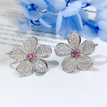 Earrings Temperament Flower Earrings  Creative Pink Flower Earrings - £7.51 GBP