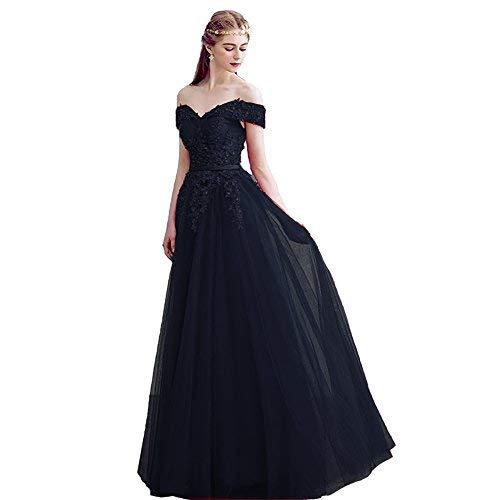 Off The Shoulder Beaded Long Lace Formal Prom Evening Dress Dark Navy US 12