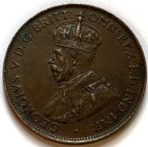 1936 Australia 1/2 Penny King George V Commonwealth Coin - $10.89