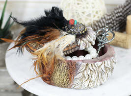 Southwestern Indian Dreamcatcher Feathers And Sun Medallion Decorative Box - $20.99