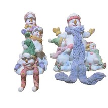 Christmas Winter Snowmen Playing Stocking Holders Hangers Mantel Decor S... - £23.36 GBP
