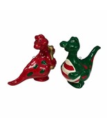 Lot of 2 vintage dragon dinosaur hand painted Christmas ornaments RARE - £23.81 GBP