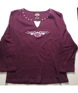 Harley Davidson Women&#39;s Purple Long Sleeve M Low Neck T-Shirt Suburban WI - $22.96 CAD