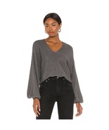 1. State Balloon Sleeve Ribbed V-Neck Pullover Sweater Medium Grey Size ... - $41.03 CAD