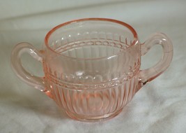 Pink Depression Glass Open Sugar Bowl Ribbed Sides - $16.82