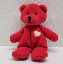 Vintage Dakin Red Valentino Beanbag Bear Plush White Heart Valentine&#39;s Day Gift - £13.12 GBP