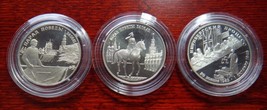 RUSSIA 3 X 2 RUBLE 1995 SILVER PROOF IN CAPSULE 50 YEARS WWII VICTORY RA... - $261.40