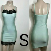 Mint Green &amp; Black Lace Cami Strap Mini Dress     Size S - $20.57