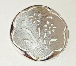 Sarah Coventry Pierced Flower Cutout Estate Brooch Round Brushed Silvertone  - £11.86 GBP