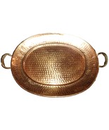 THE CELLAR HAMMERED SOLID COPPER OVAL SERVING TRAY W/ BRASS HANDLES 20&quot; ... - $868.00 MXN