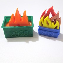 2020 Dumpster Fire Ornament Lot Large Green And Small Blue Plastic - £15.77 GBP