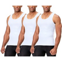 3 Pack Men&#39;S Muscle Dri Fit Compression Tank Top (Large, White/White/White) - $42.99