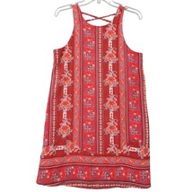 Speechless Boho Sleeveless Dress Womens Medium Red Crisscross Multicolor Lined - $10.80