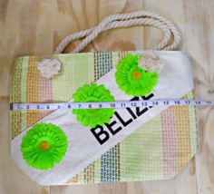Woven Straw Island Beach Tote &quot;Belize&quot; Rope Handles Flowered Ocean Trave... - $19.19