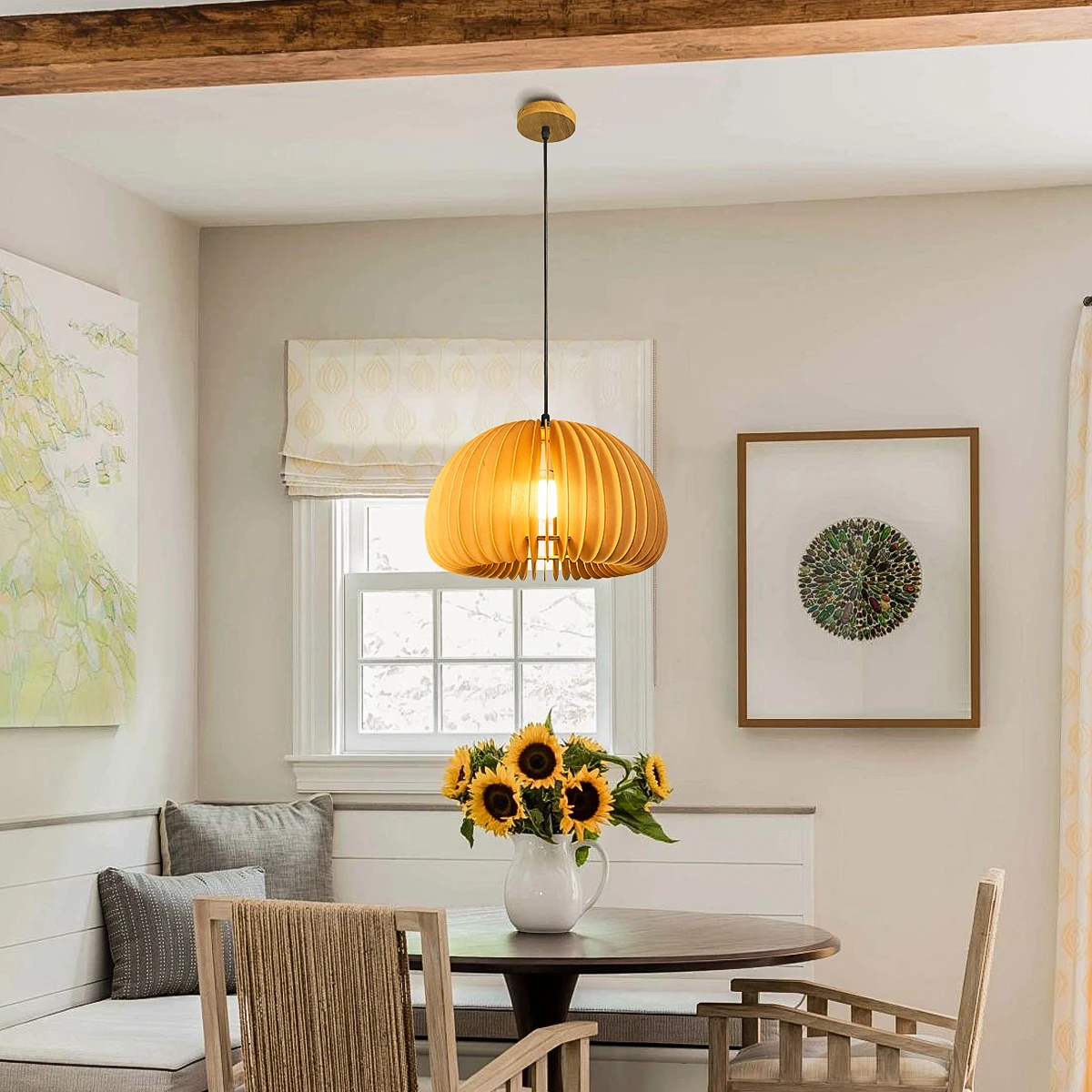 Modern style wooden chandelier, kitchen island ceiling chandelier in dining - $75.95