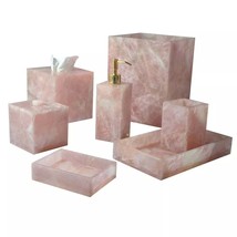 Custom Rose Quartz Luxury Bathroom Accessories Set Crystal Stone Bath De... - $20,193.42 MXN