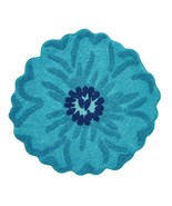 Pioneer Woman ~ CHARMING FLOWER ~ 26&quot; Round ~ TEAL ~ Cotton Bath Rug ~ T... - £20.74 GBP