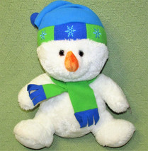 Walmart Snowman Plush w/ Hang Tag Stuffed Animal 12&quot; Green Blue Hat Scarf Dream - £10.59 GBP