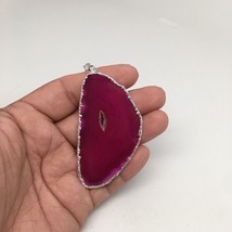 78.5 cts Purple Agate Slice Electroplated Silver Plated Pendant from Brazil, D55 - £4.72 GBP