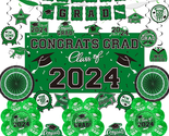 Green Themed 2024 Graduation Decorations Set - Congrats Grad Banner, Cla... - £34.54 GBP