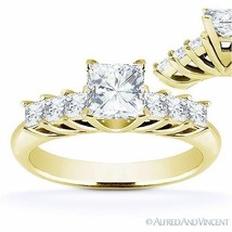 Square Cut Forever Brilliant Moissanite 14k Yellow Gold 7-Stone Engagement Ring - £969.75 GBP+