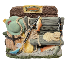 Vintage Artisan Flair Gone Fishing Collection Hand Painted Card Letter Holder - £13.27 GBP