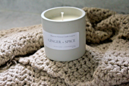 Ginger and Spice Scented Candle Fall Candle Concrete Candle Jar Soy Candle - £10.11 GBP