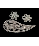 Givenchy Paris New York Earrings and Brooch Set Vintage Silver Plated - £130.12 GBP