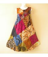 PD5 Patchwork Abstract Bohemian Peasant Boho Women Umbrella Sun Dress - ... - $24.90