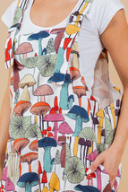 Mushroom Retro Print Overall Jumpsuit Farm Country Bib Farmhouse Colorfu... - $38.00