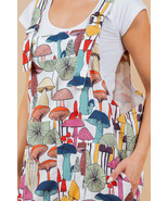 Mushroom Retro Print Overall Jumpsuit Farm Country Bib Farmhouse Colorfu... - $51.97 CAD